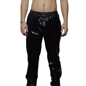 NWT Versace Pants Mens Black Shiny Sport Joggers 2017 Pantaloni Tessuto Sz 50